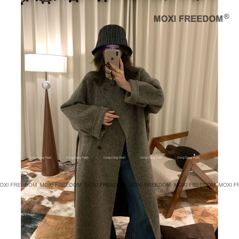 【人生大衣】高品质秋冬新款休闲腰带款中长款双面羊毛手缝大衣外套
