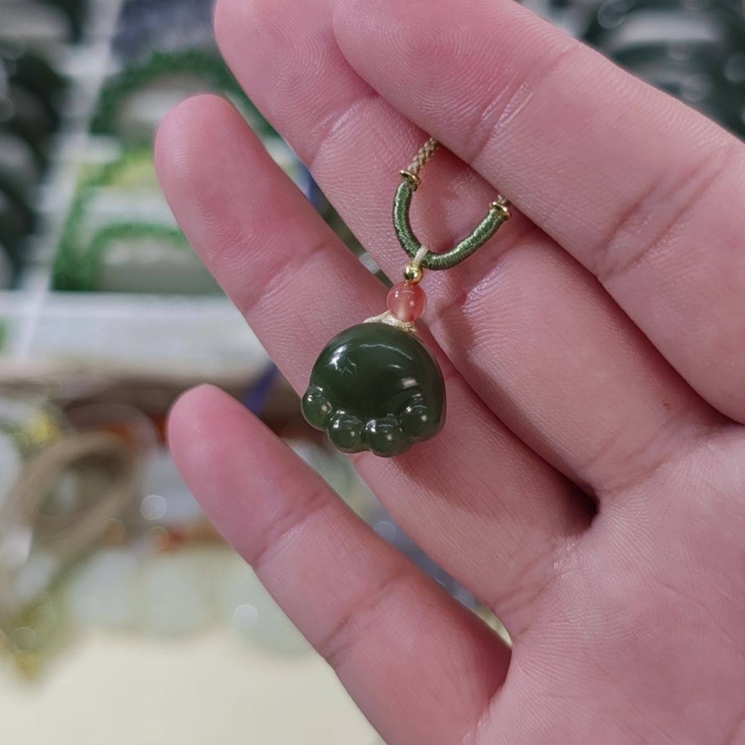 和田玉未镶嵌手链和田玉猫爪吊坠×1