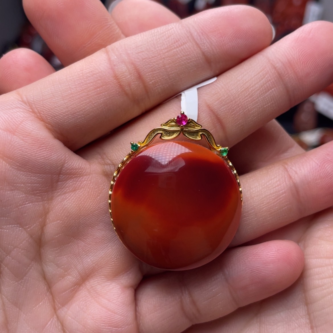 【闪购商品】银S925镶嵌大圆牌吊坠南红玛瑙