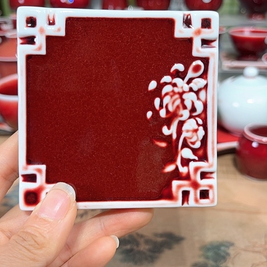 景德镇陶瓷红马坊杯垫