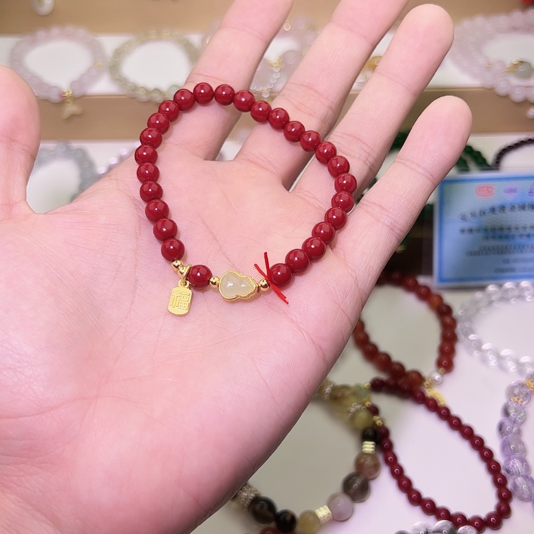 石英质玉手串未镶嵌朱砂手串