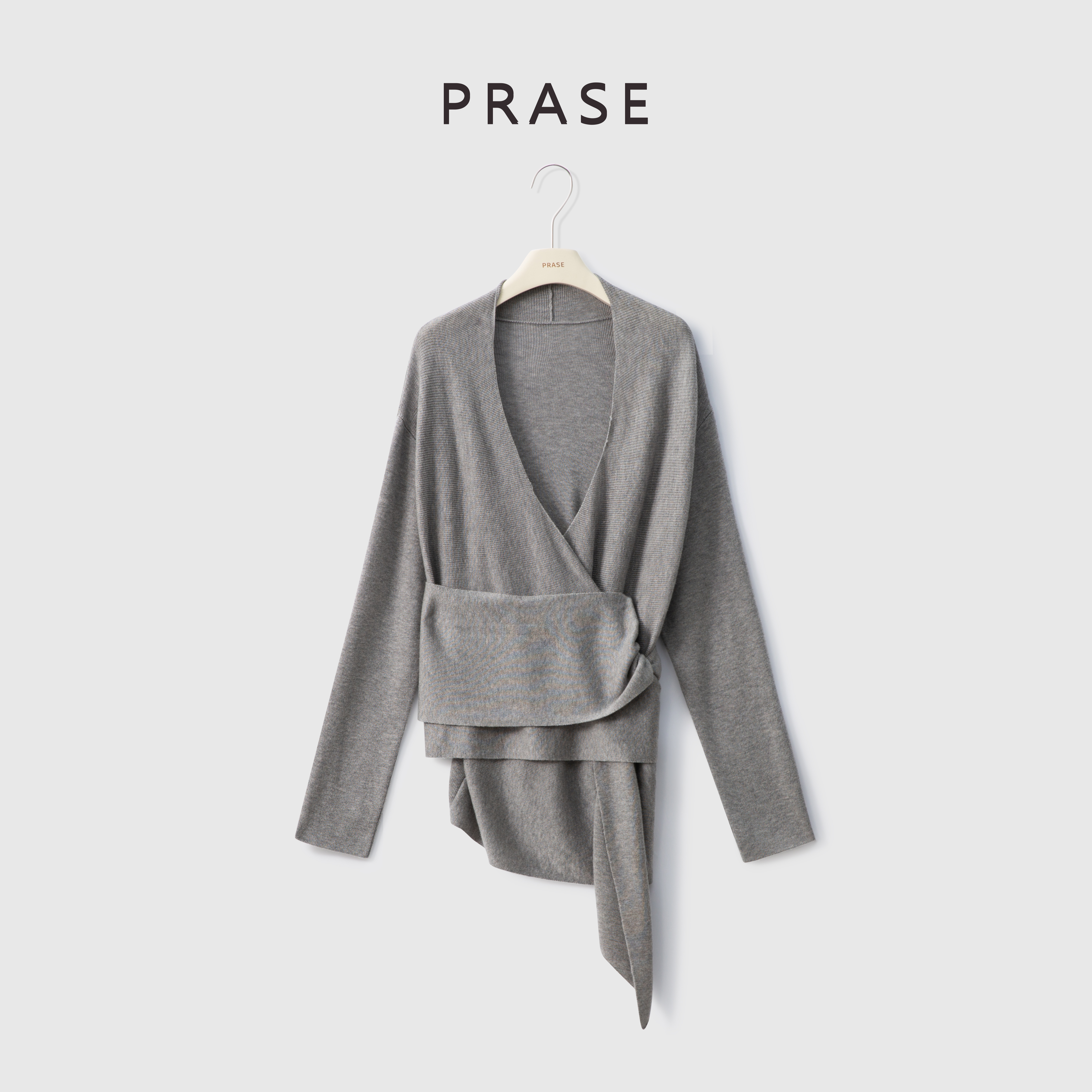 PRASE·杨杨【知性恋人】微胖轻奢设计秋羊毛气质系带毛织衫PR507B23