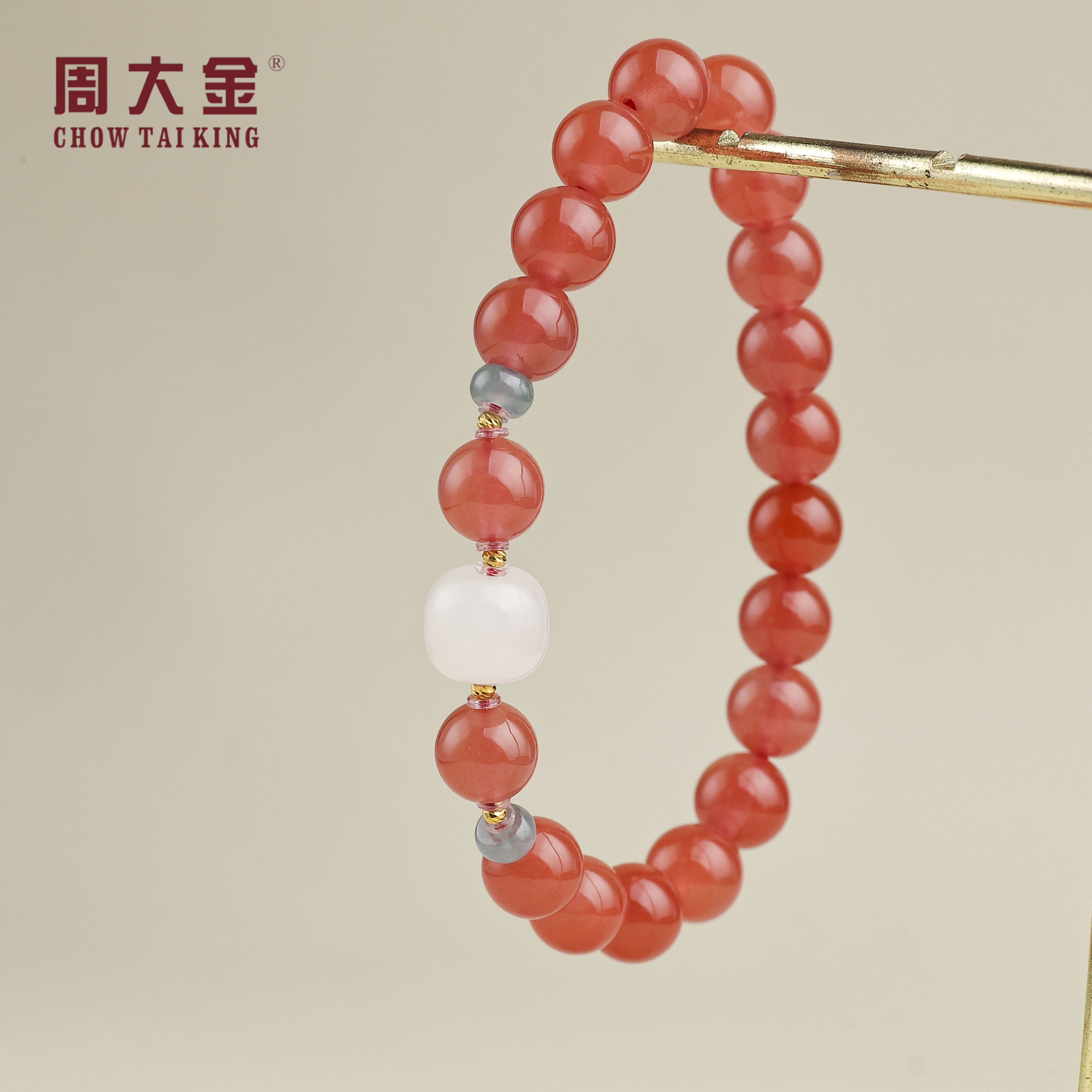 【周大金玉石】18k金南红手串-S4867-菲