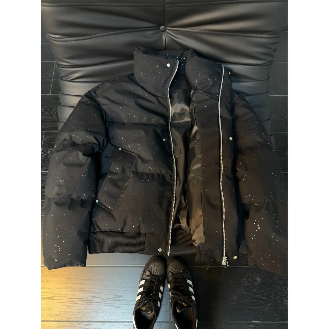 美式高街满天星棉服男女款冬季立领加厚保暖面包服宽松设计感棉衣