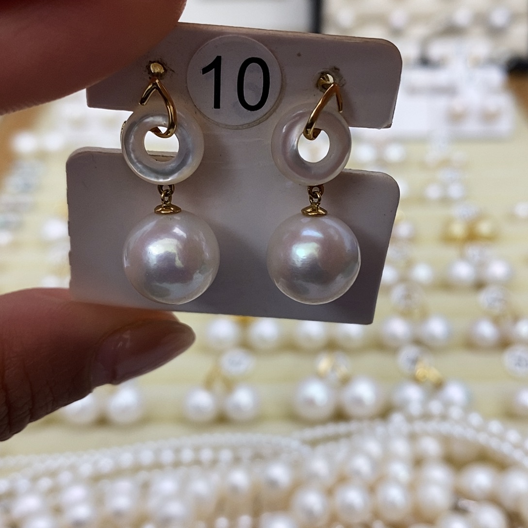 淡水珍珠耳饰18K金镶嵌