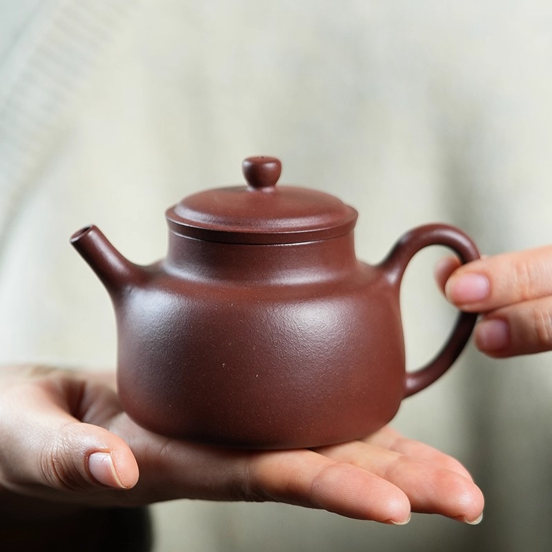 宜兴原矿手工言心壶底槽清155cc内推9孔