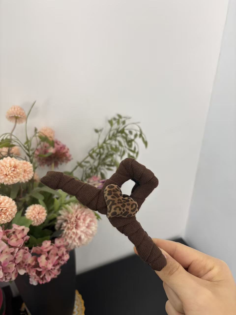 【蝶谷】韩系豹纹爱心鲨鱼夹