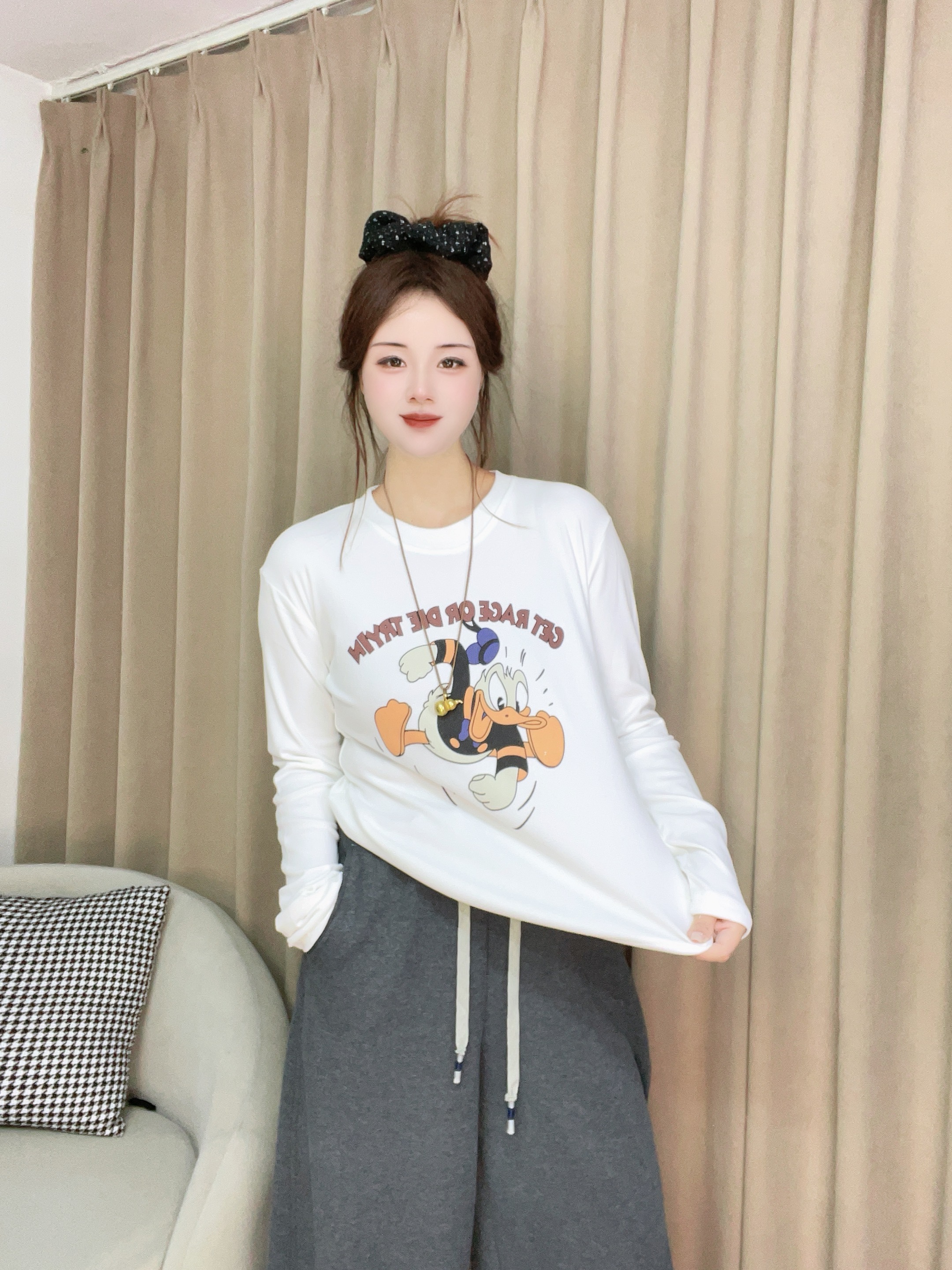 痞帅风新款爆款印花长袖T恤新款时尚新款网红新款漂亮出片衣服