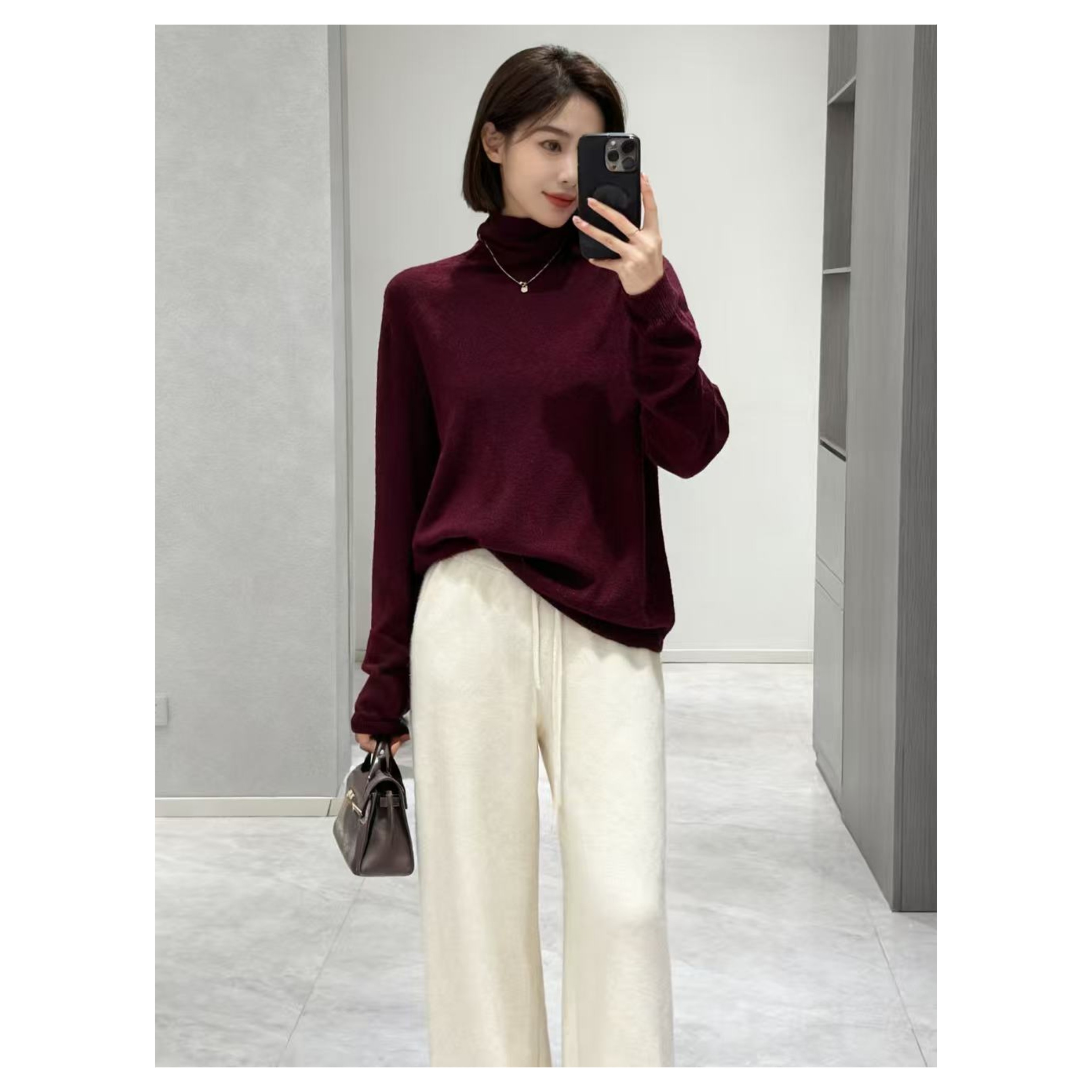 100小山羊绒~勿机洗！胸100-160长65温柔气质长袖针织上衣 4437