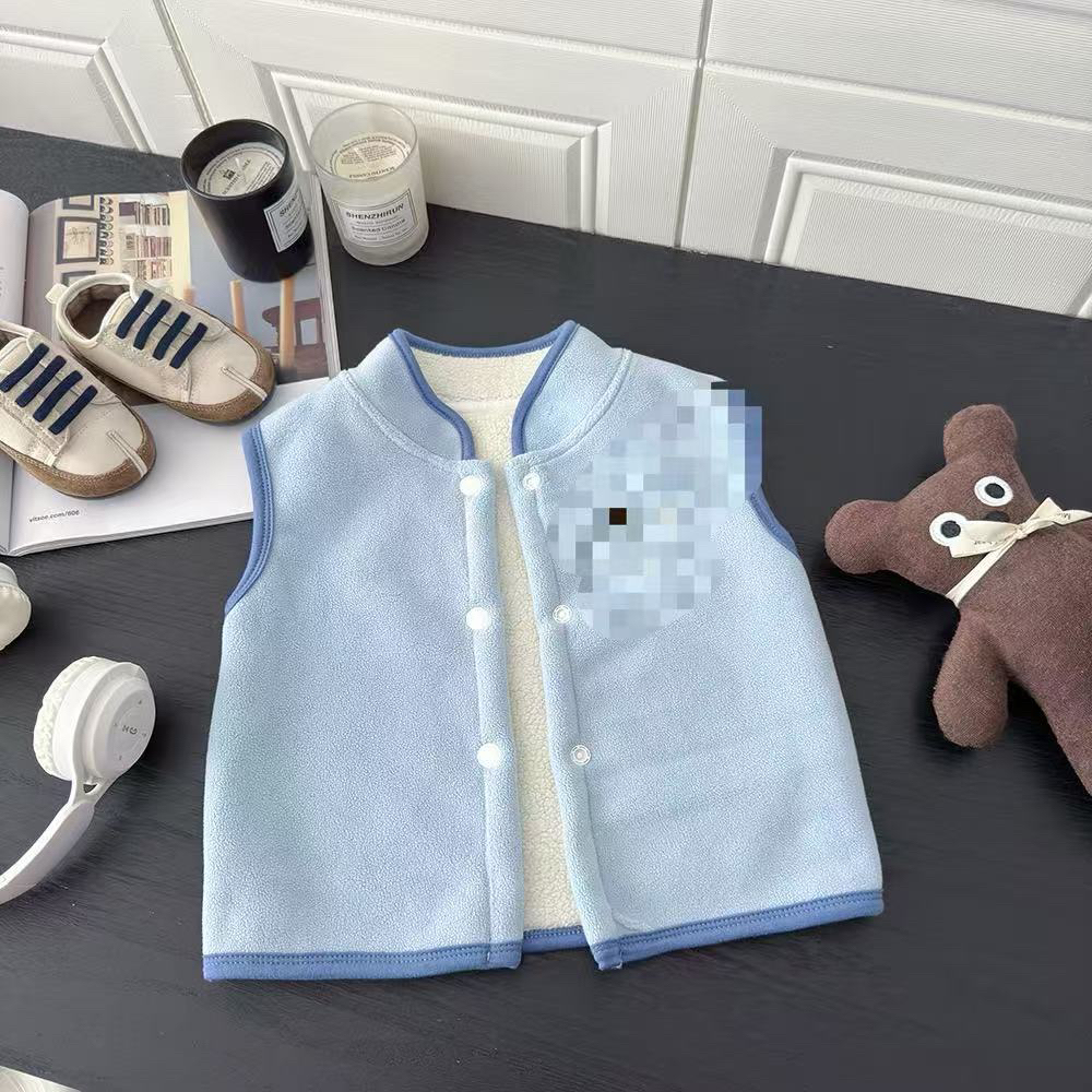 纯色马甲秋冬新款男女童背心卡通毛毛马夹宝宝坎肩上衣以直播为准