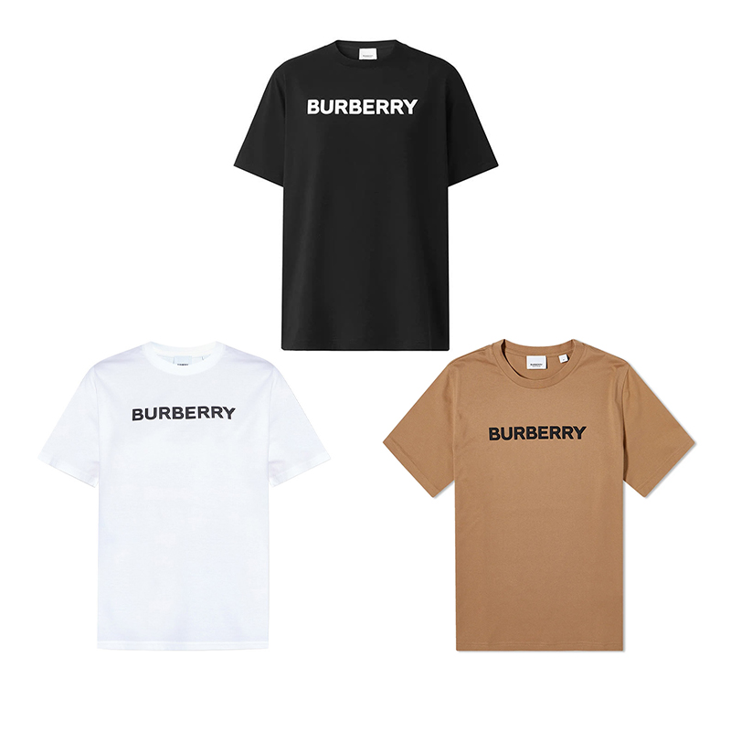 BURBERRY/博柏利巴宝莉夏季经典字母LOGO印花圆领休闲T恤衫情侣款