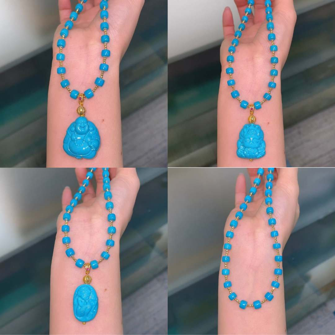 戴上美死闺蜜系列云盖寺瓷蓝玉化料！！高定项链惊喜 吊坠