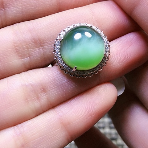 和田玉银S925镶嵌戒指