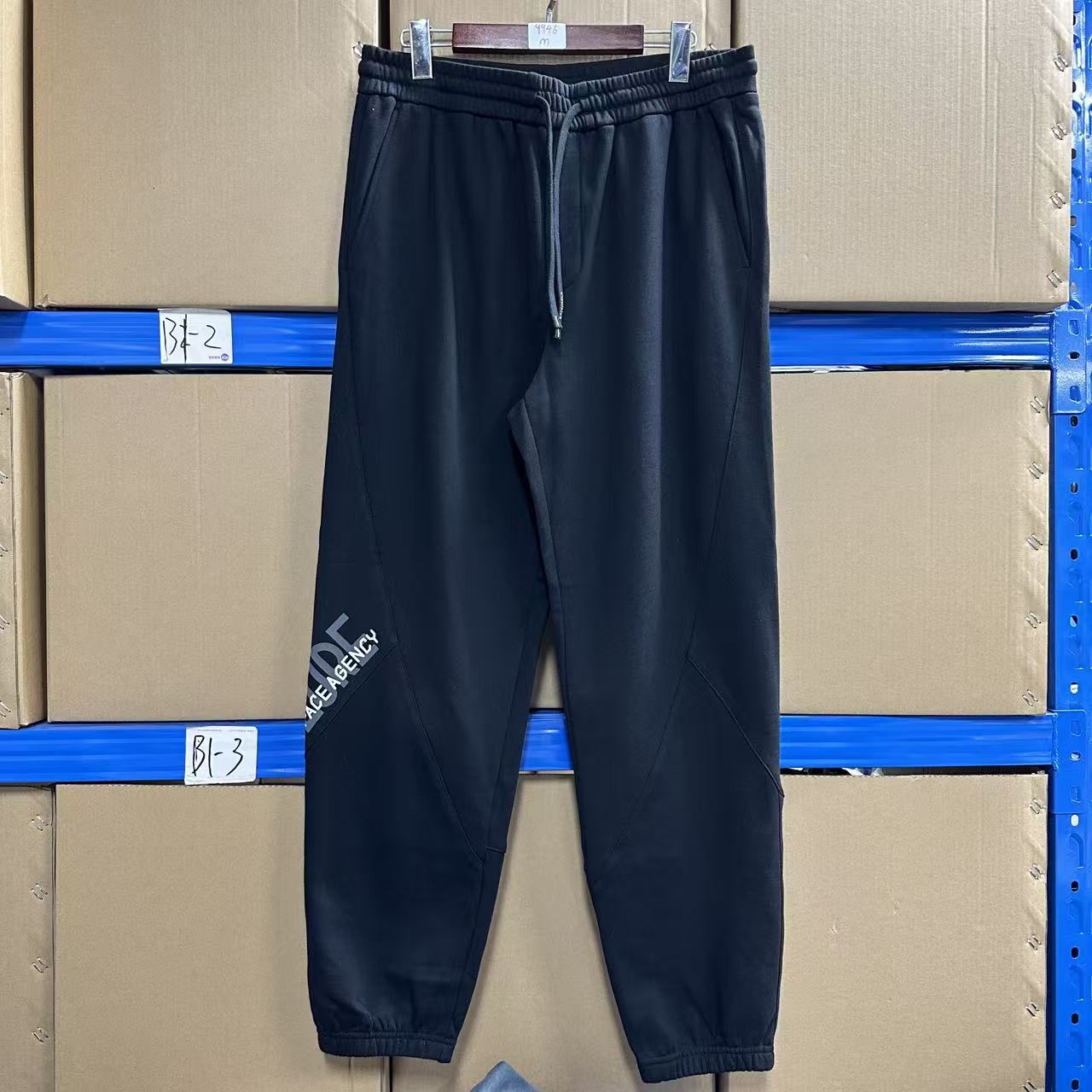 （杰）9946-A3-3黑色弹力运动休闲裤束脚顺滑亲肤长裤男