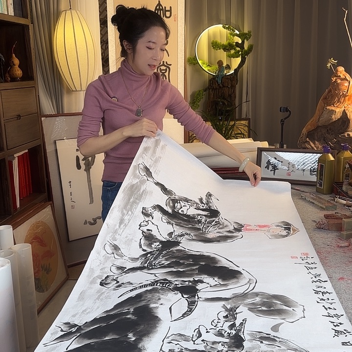 书法何亦兴老师五牛图