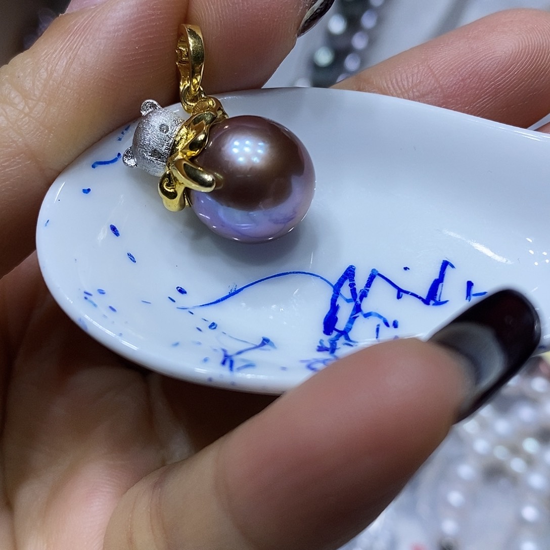 淡水珍珠耳钉银S925镶嵌