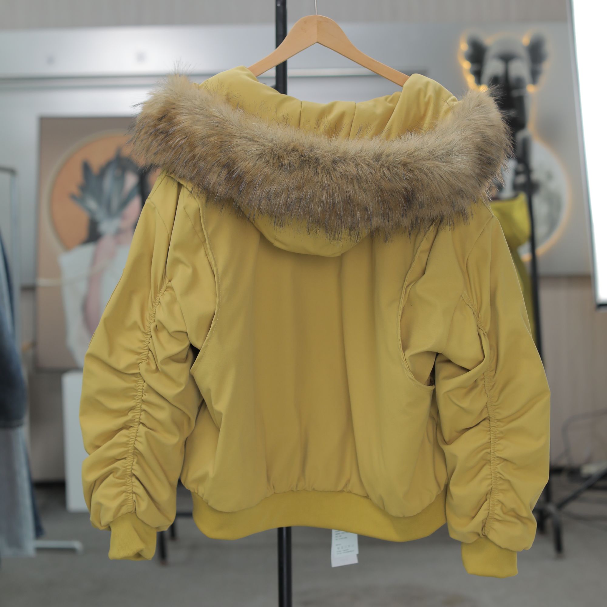 25923冬季大码女装加厚棉服带毛领胖mm洋气减龄加绒派克服