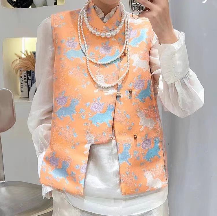 高级感刺绣新中式国风马甲女款马甲外套