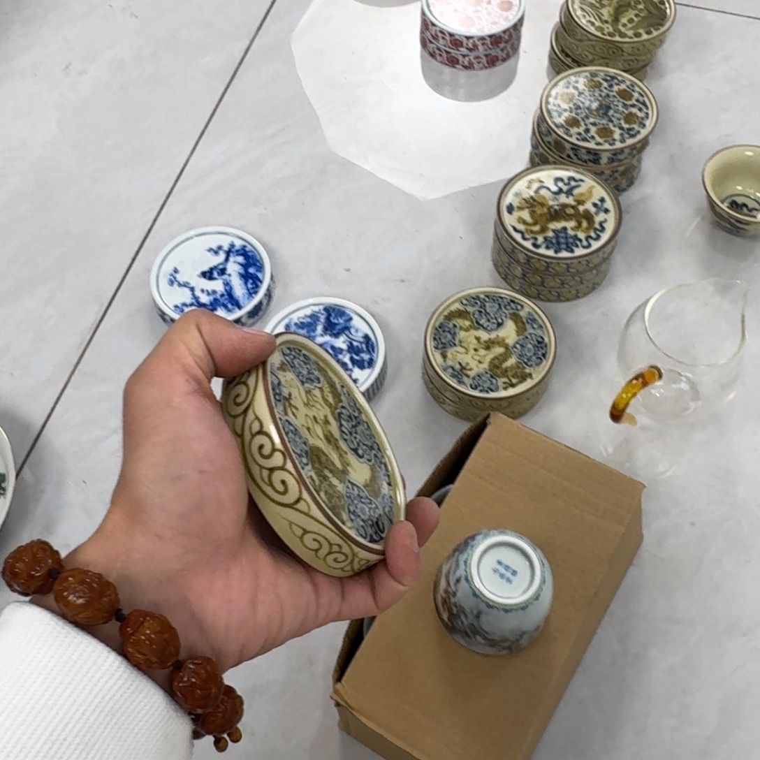 海***川瓷片景德镇盖置微瑕拍一发八