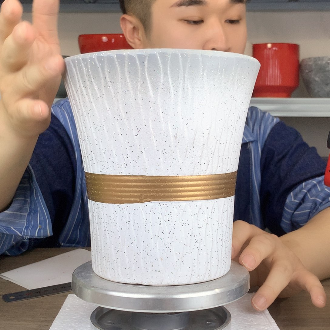 红陶微瑕/香槟金灰白渐变15x17一个花盆