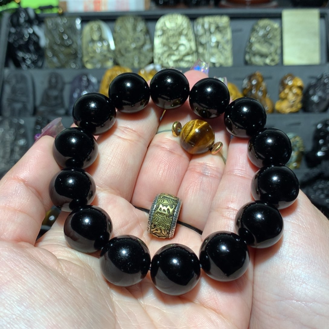 未镶嵌黑曜岩手串定制