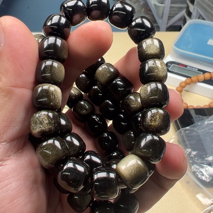 未镶嵌黑曜岩手链黑色5885