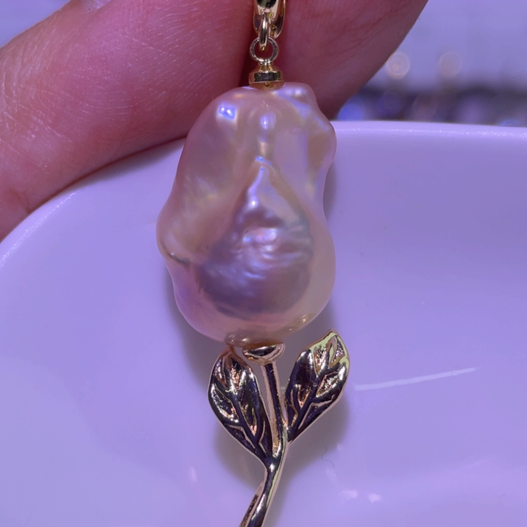 天然淡水珍珠吊坠淡水珍珠银S925镶嵌