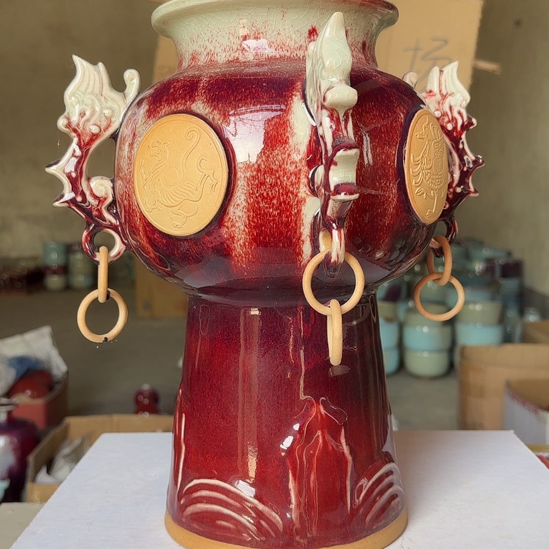 摆件陶郑家钧窑摆件微