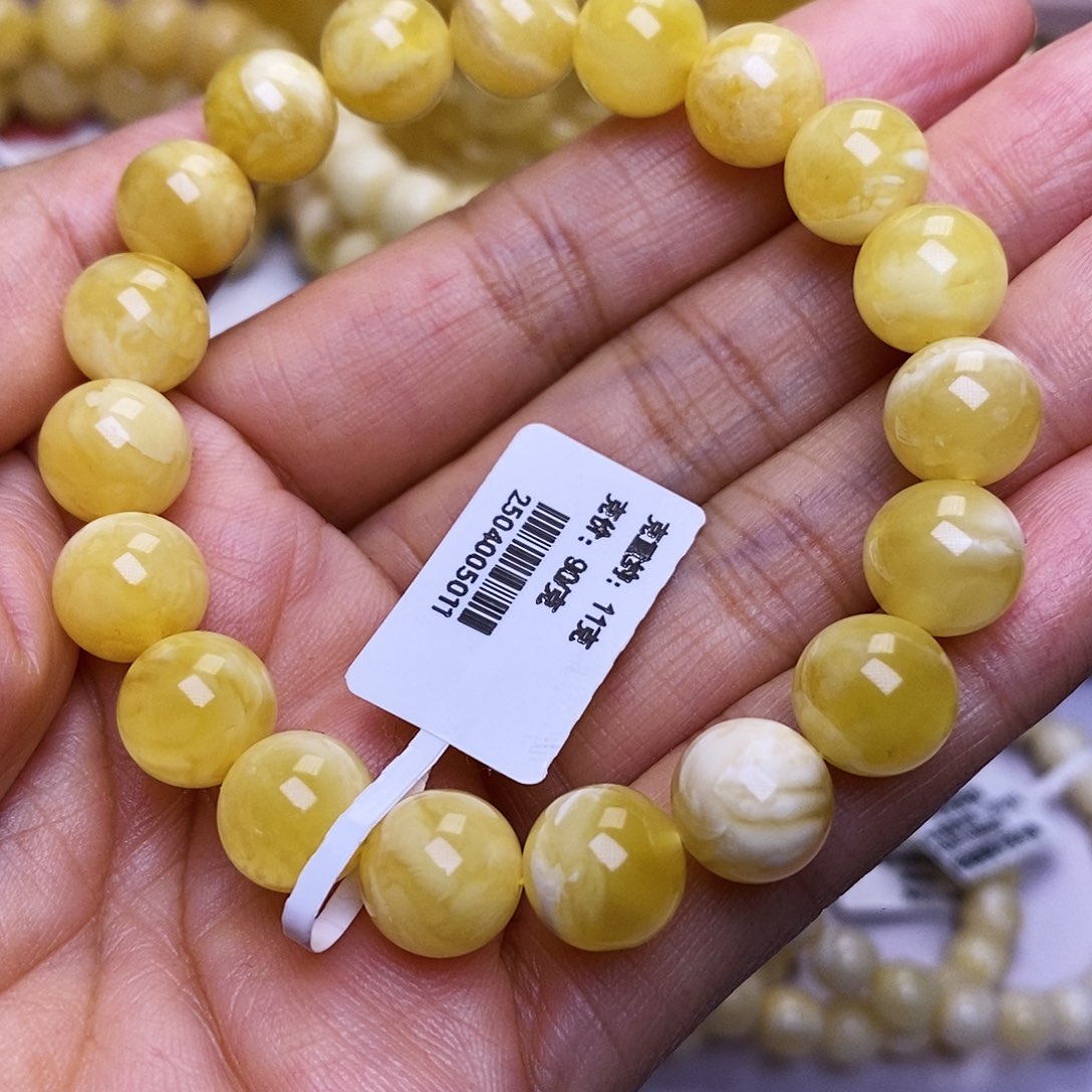 蜜蜡未镶嵌手串10圆珠手串