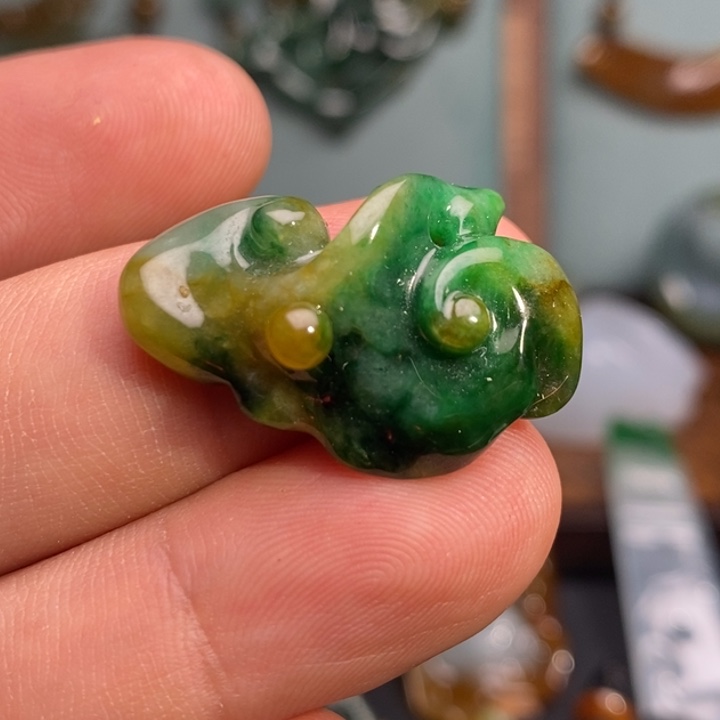 翡翠未镶嵌吊坠(不含链)灵芝如意