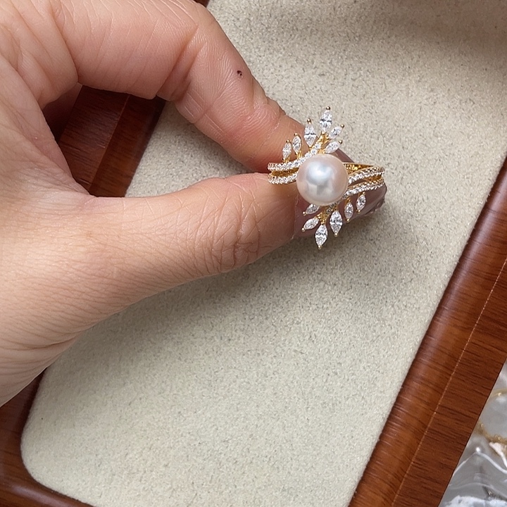 海水珍珠戒指银S925镶嵌