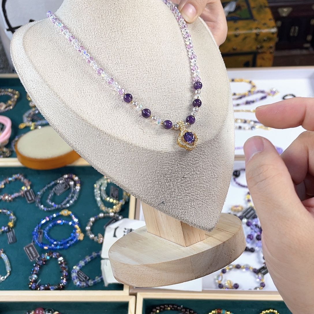 水晶手链银S925镀金镶嵌