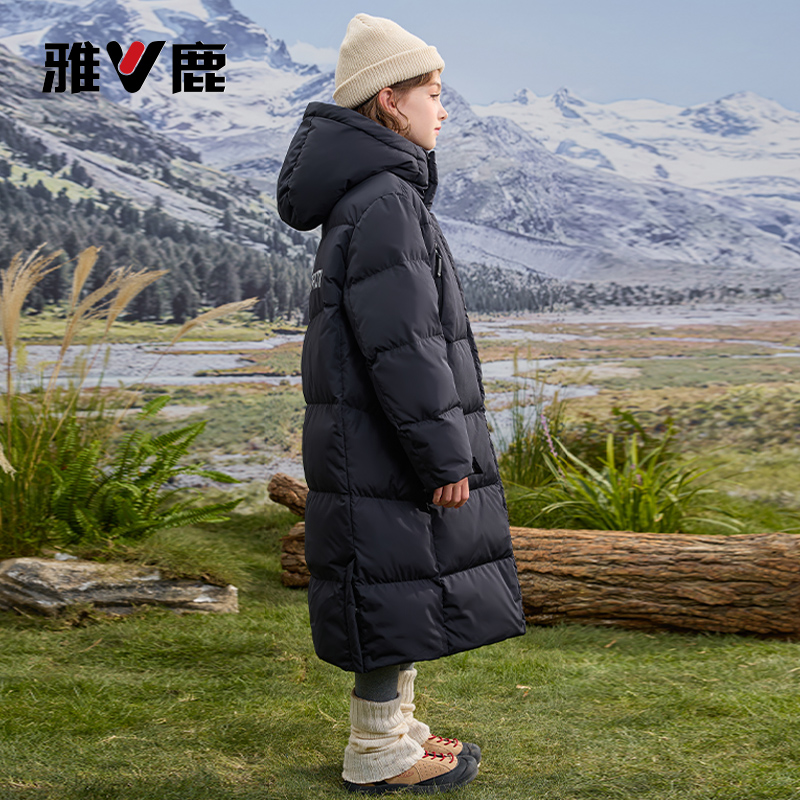 雅鹿2025新款儿童极寒加厚羽绒服过膝长款男童女童中大童冬季外套