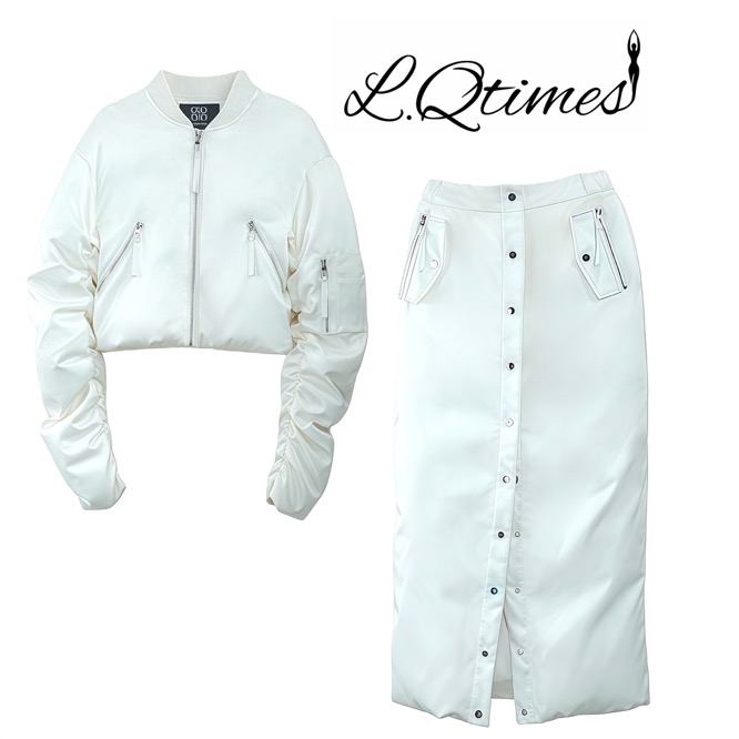 L.QTIMES【慕斯】女装设计师时尚休闲显瘦气质95白鸭绒羽绒服套装