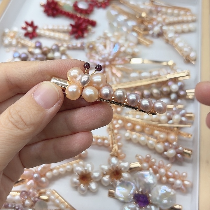 淡水珍珠发饰银S925镶嵌