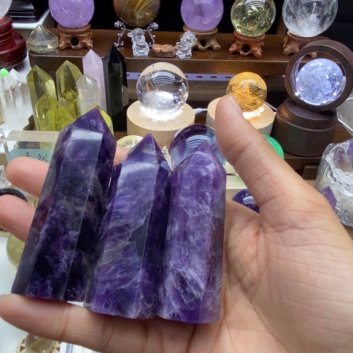 水晶摆件未镶嵌蝉天然紫水晶柱