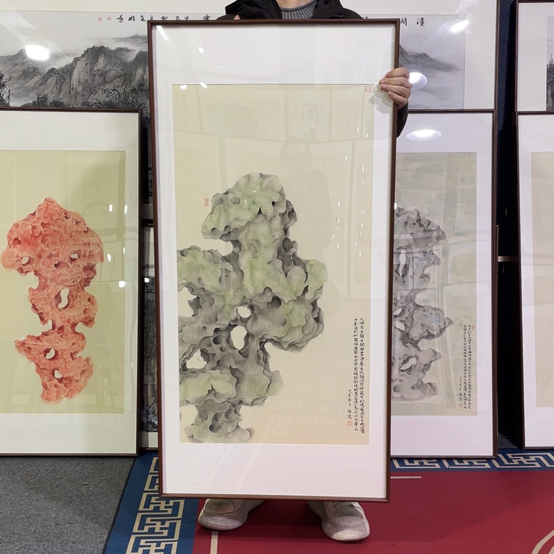 国画手绘画作品带框60/120