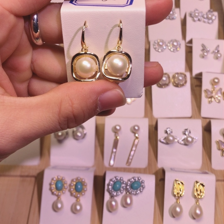 淡水珍珠耳饰银S925镶嵌