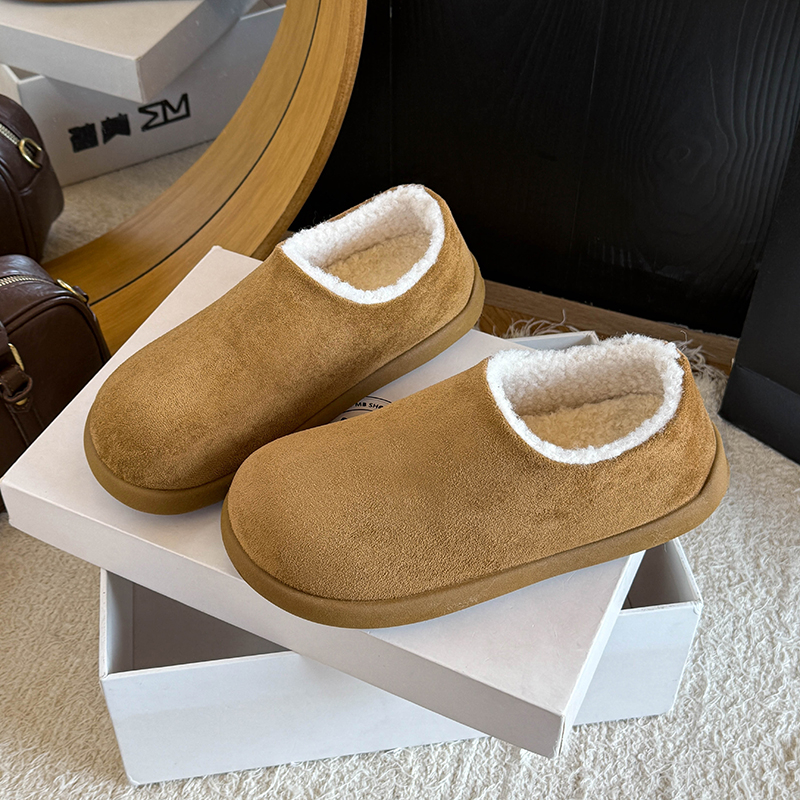 平底小土豆加绒勃肯鞋女冬2025新款一脚蹬豆豆棉鞋加厚保暖雪地靴