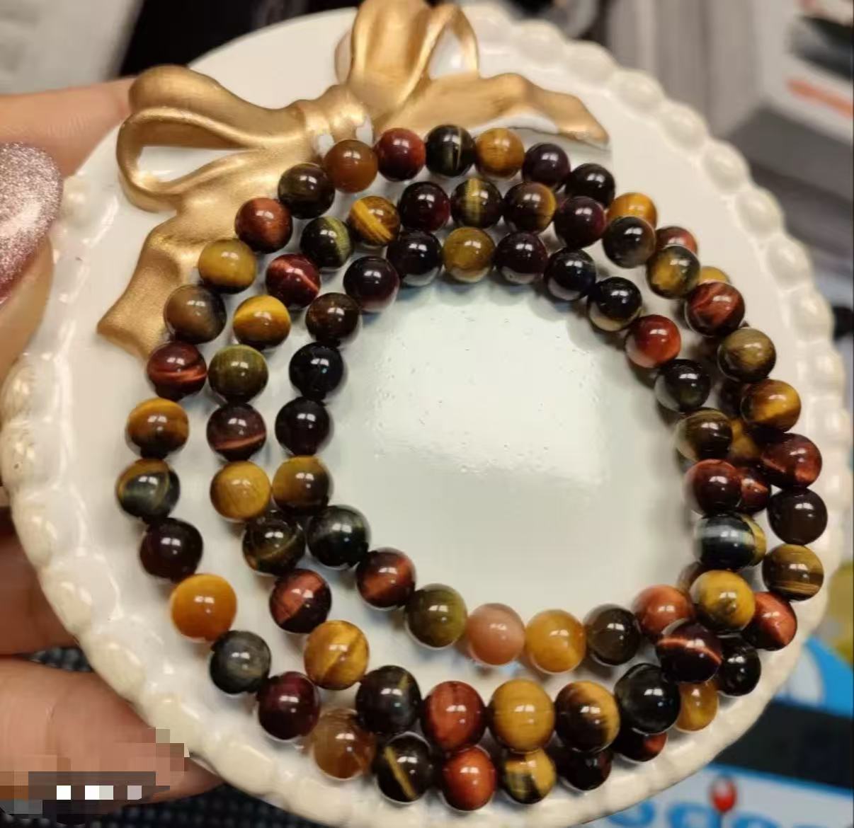 天然黄虎眼石108颗项链多样性发货