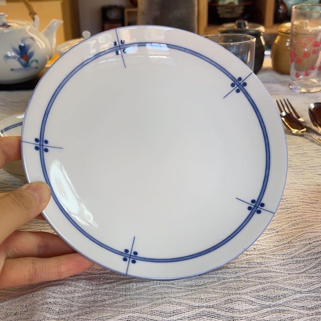 瓷片光锋简约蓝线条盘子19cm11