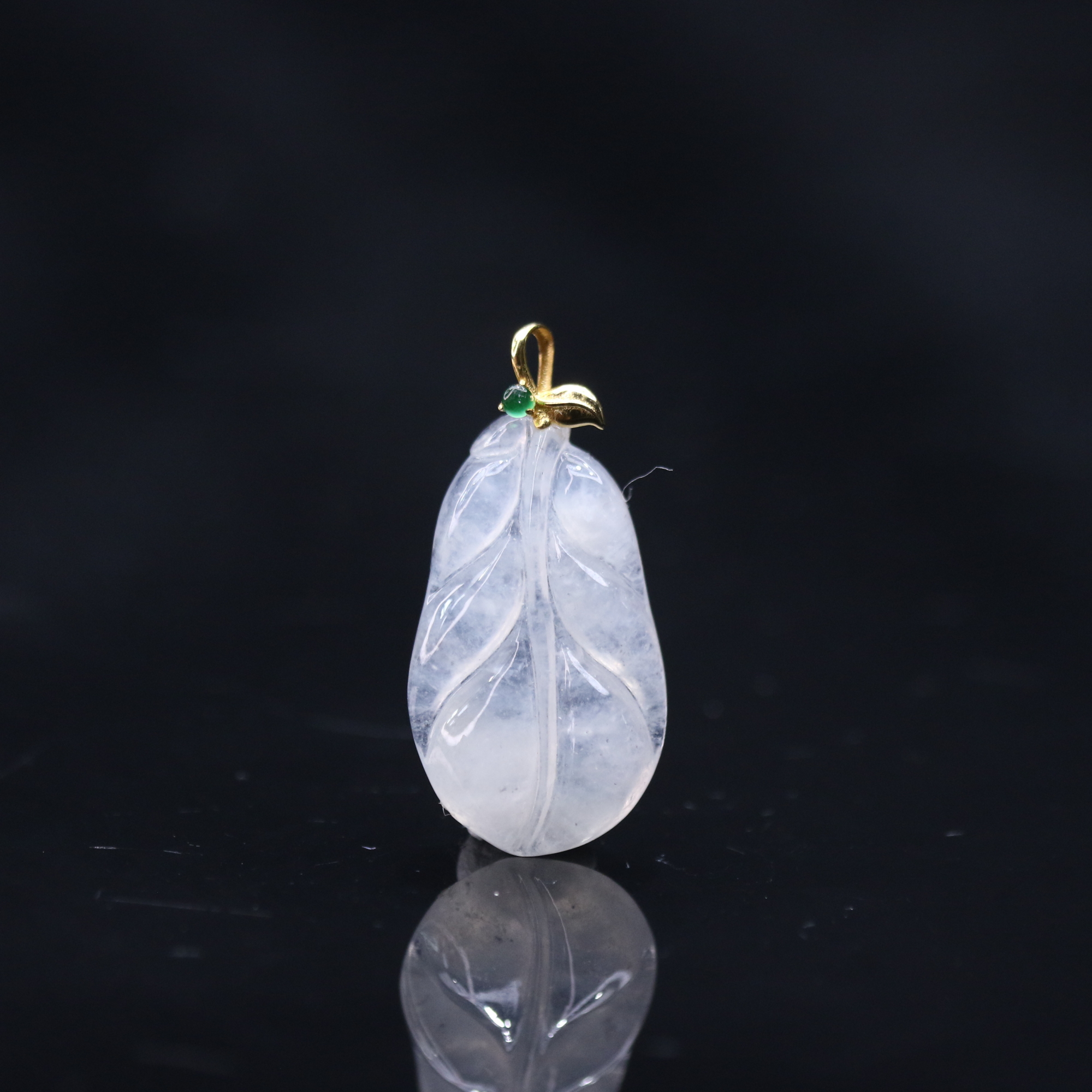 25天然缅甸翡翠A货18k冰叶子吊坠/201108/上海嘉禾拍卖