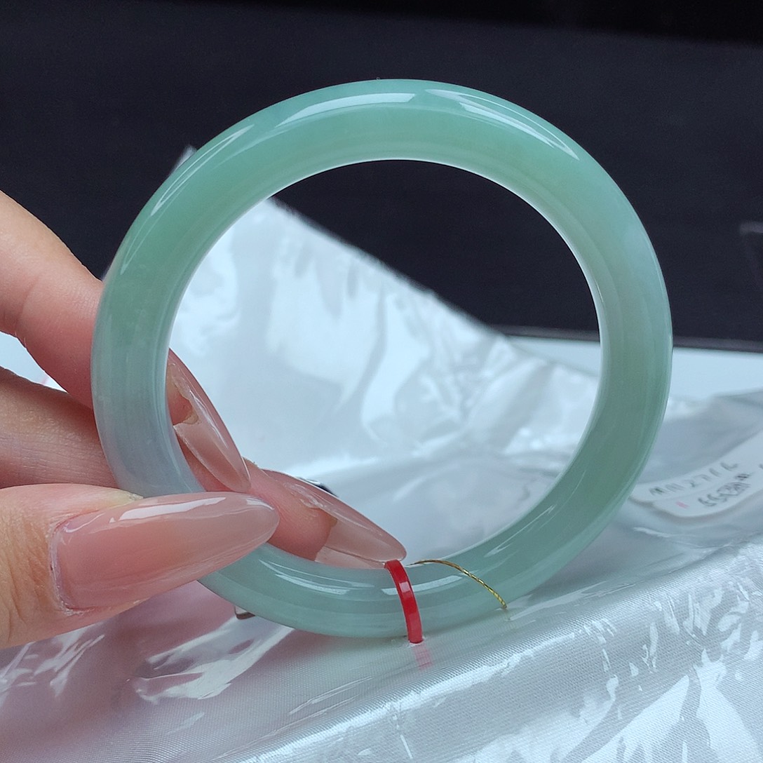 翡翠未镶嵌手镯55圈圆条716