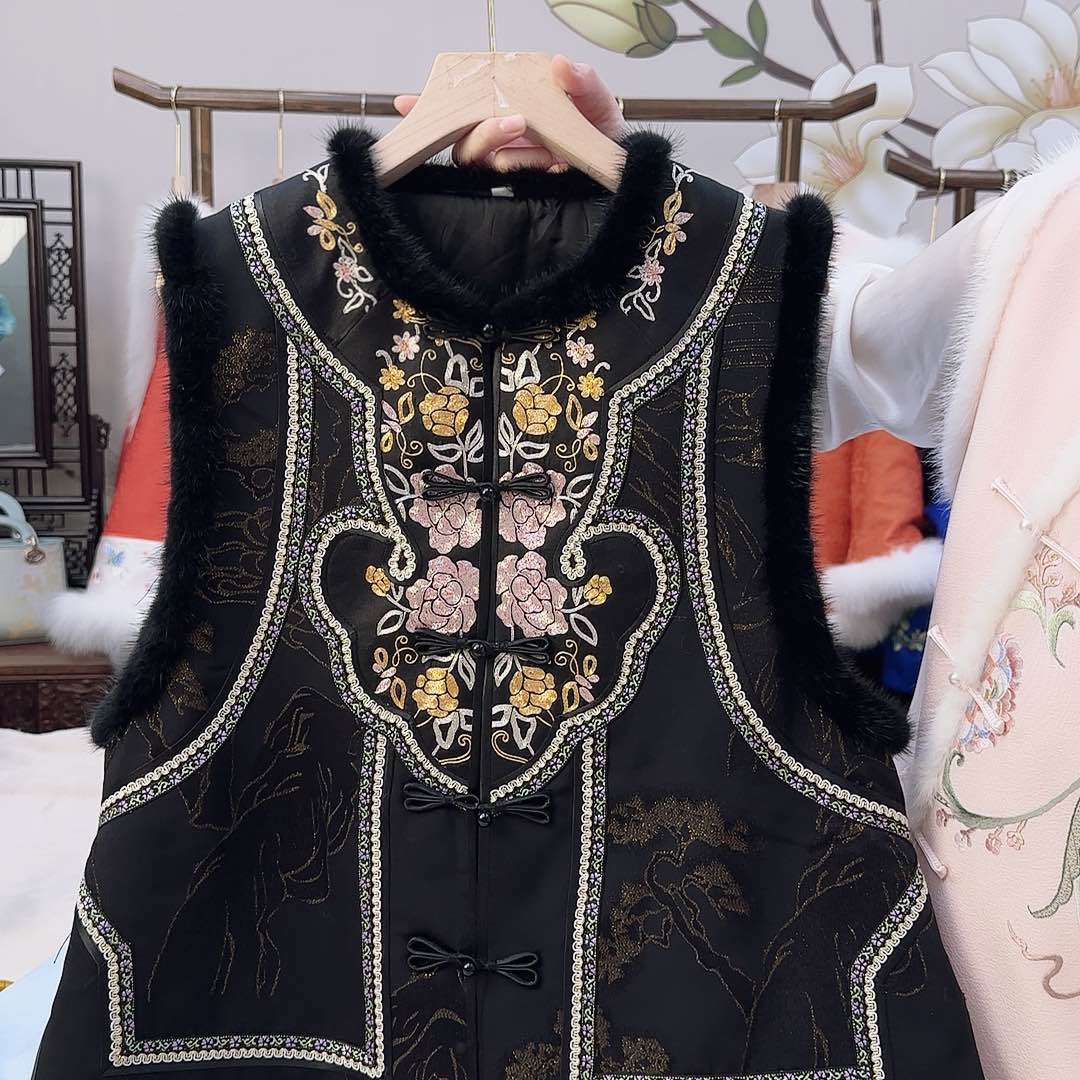 刺绣9.真丝苏绣棉服上衣马甲