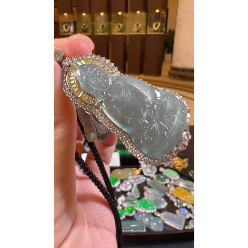 天然A货翡翠JS0013观音吊坠多样性发一