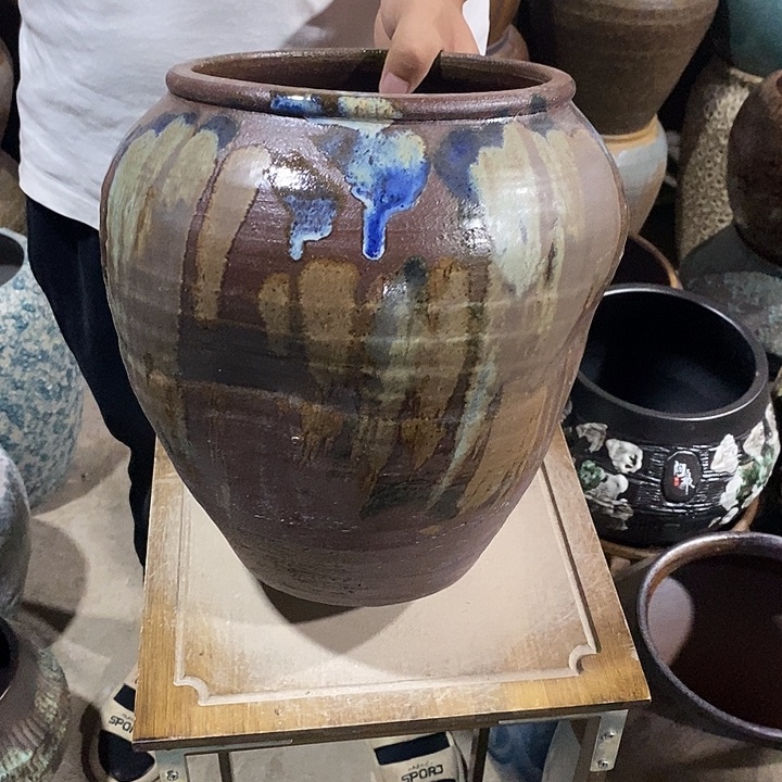 紫砂花盆口21高度28铁锈………