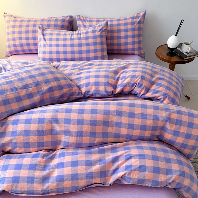 （单被套）100%全棉色织水洗棉被套格子条纹纯色被罩单双人纯棉被罩