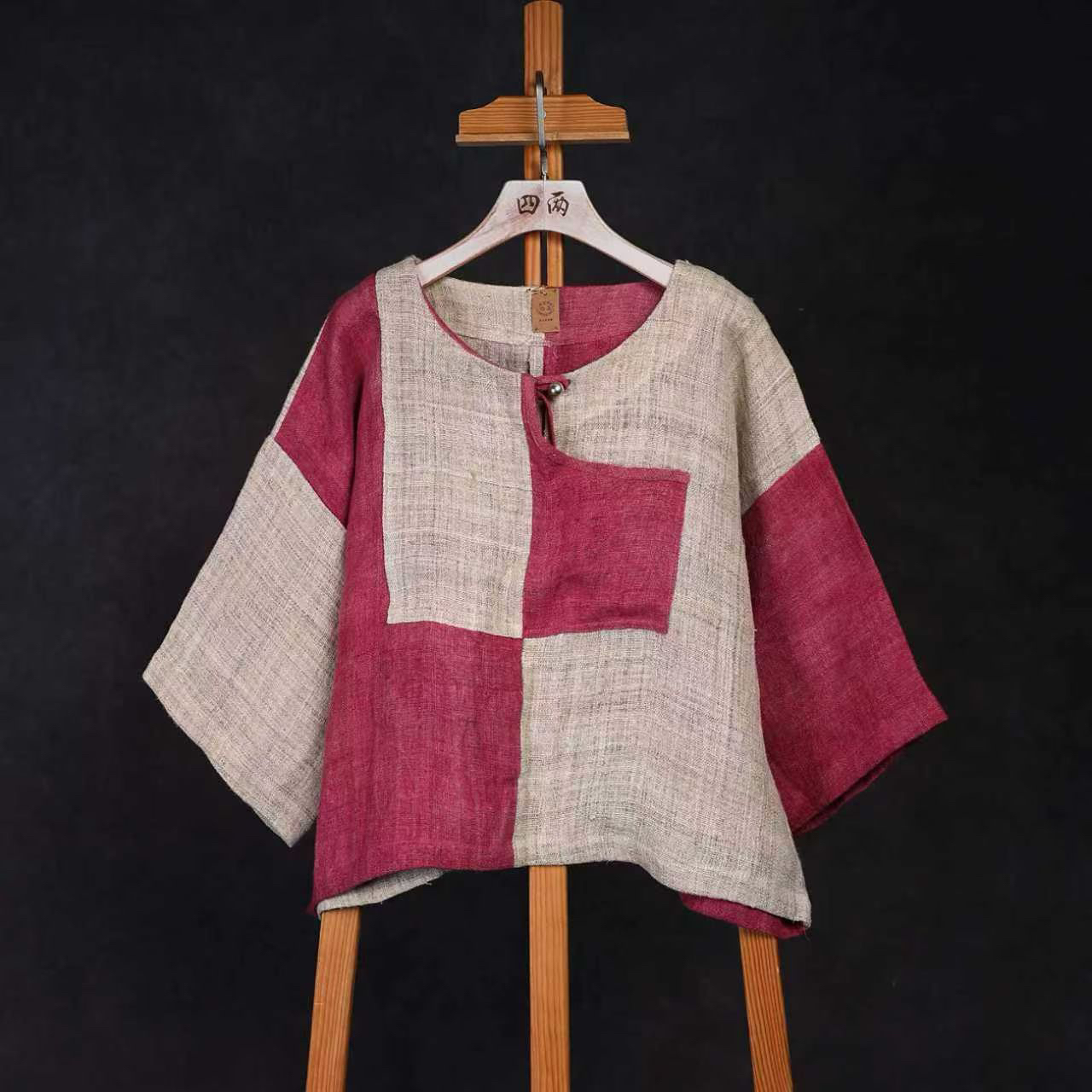 手工织布长款苎麻衬衫夏季新款