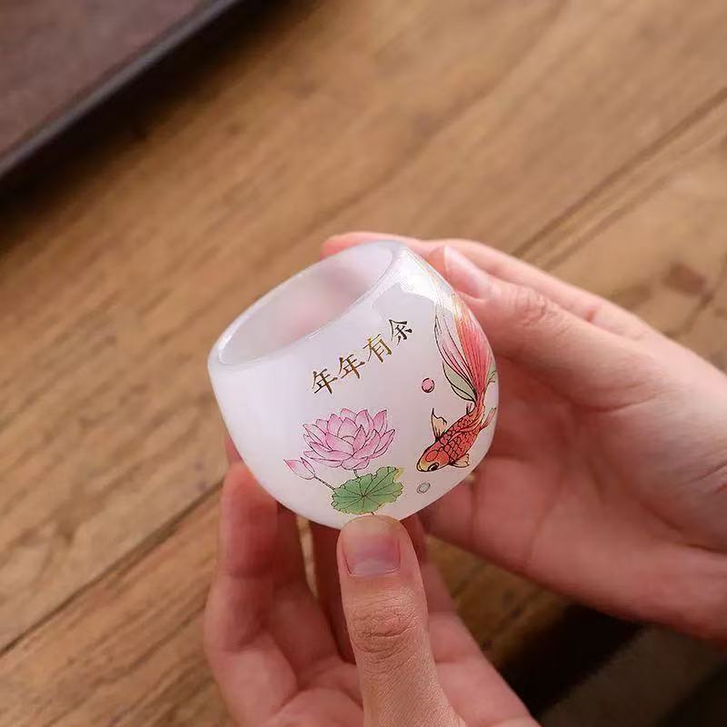 「云栖茶具」年年有余琉璃贴画主人杯TJ024