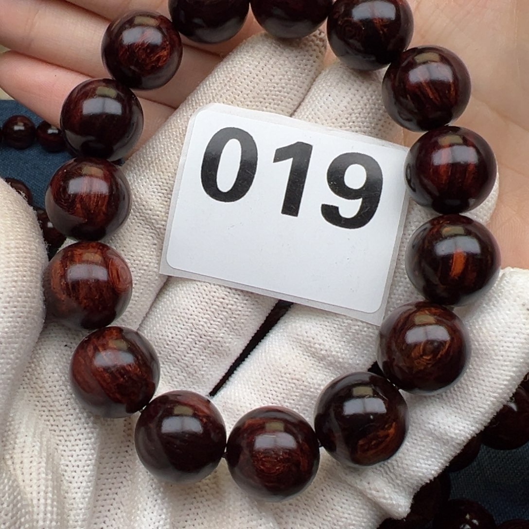 用***0手串/手链花梨木类红降15圆珠黑金满油单圈019